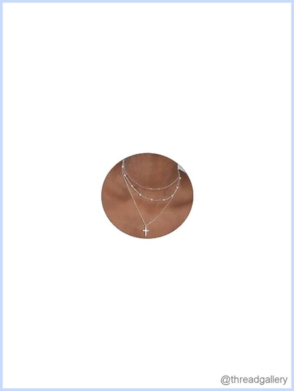 Layered Choker Necklace Set Pearl Cross Pendant 925 Sterling Silver
